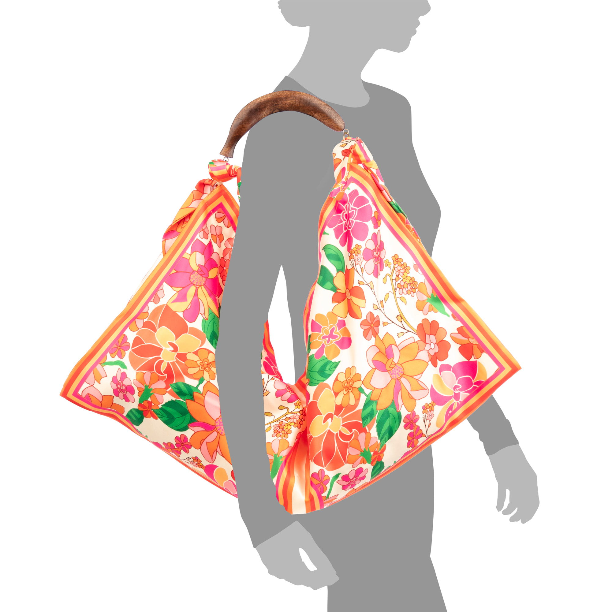 Berchidda Bolso de hombro Mujer. Fabricado en tejido suave, tintes naturales con asa de madera.