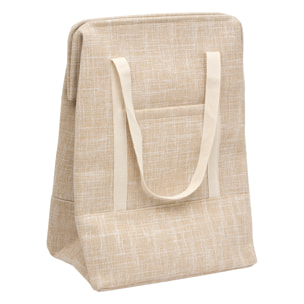 Panier à linge avec anses et poche frontale - Beige