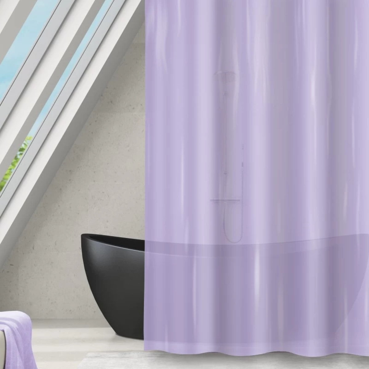 Rideau de douche PEVA ROMANA 180x180cm Lavande transparent MSV