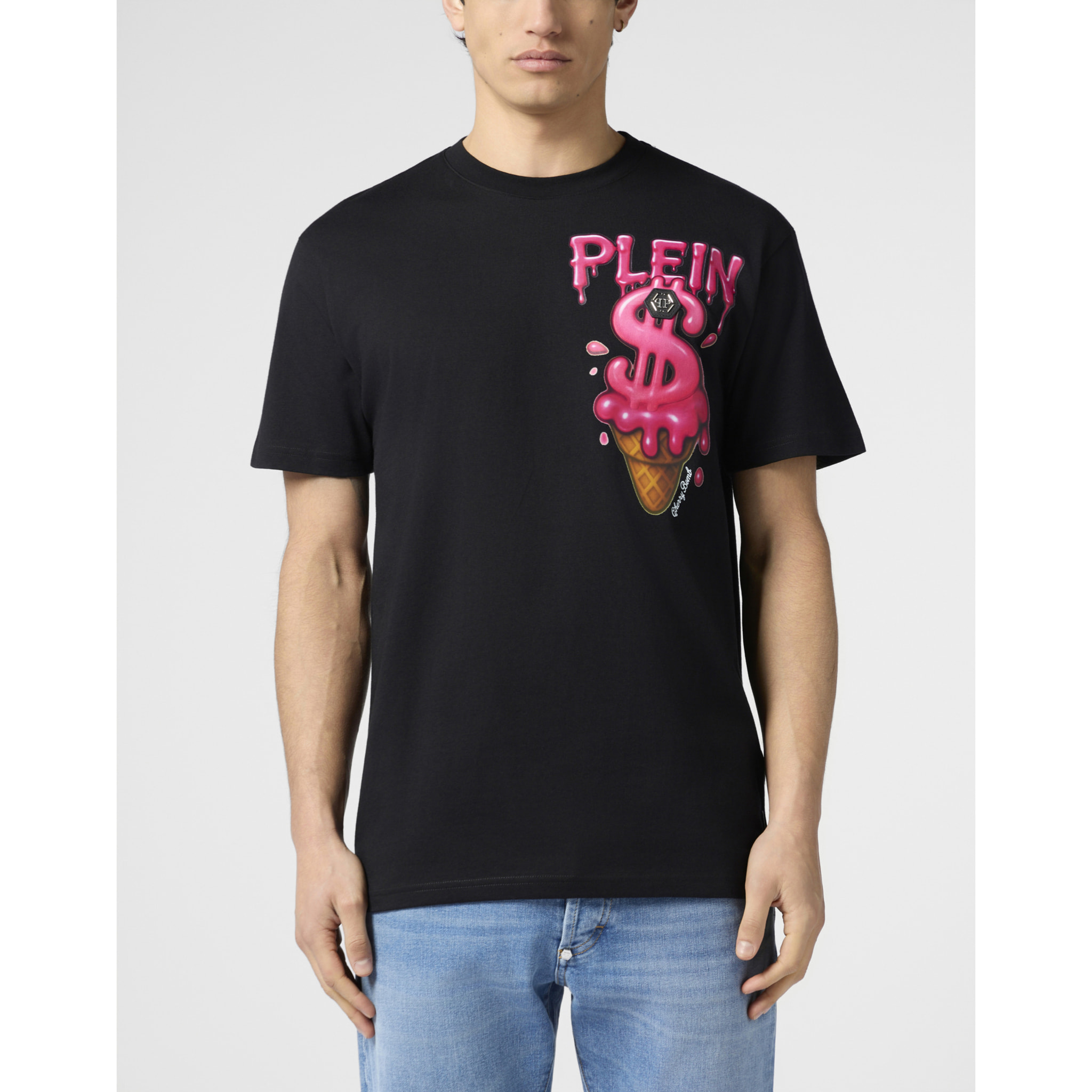 PHILIPP PLEIN Round Neck T-Shirt Ice Cream Dollar