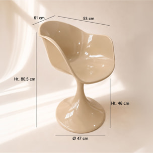 Lot de 2 fauteuils de table en résine acrylique vison GLAM