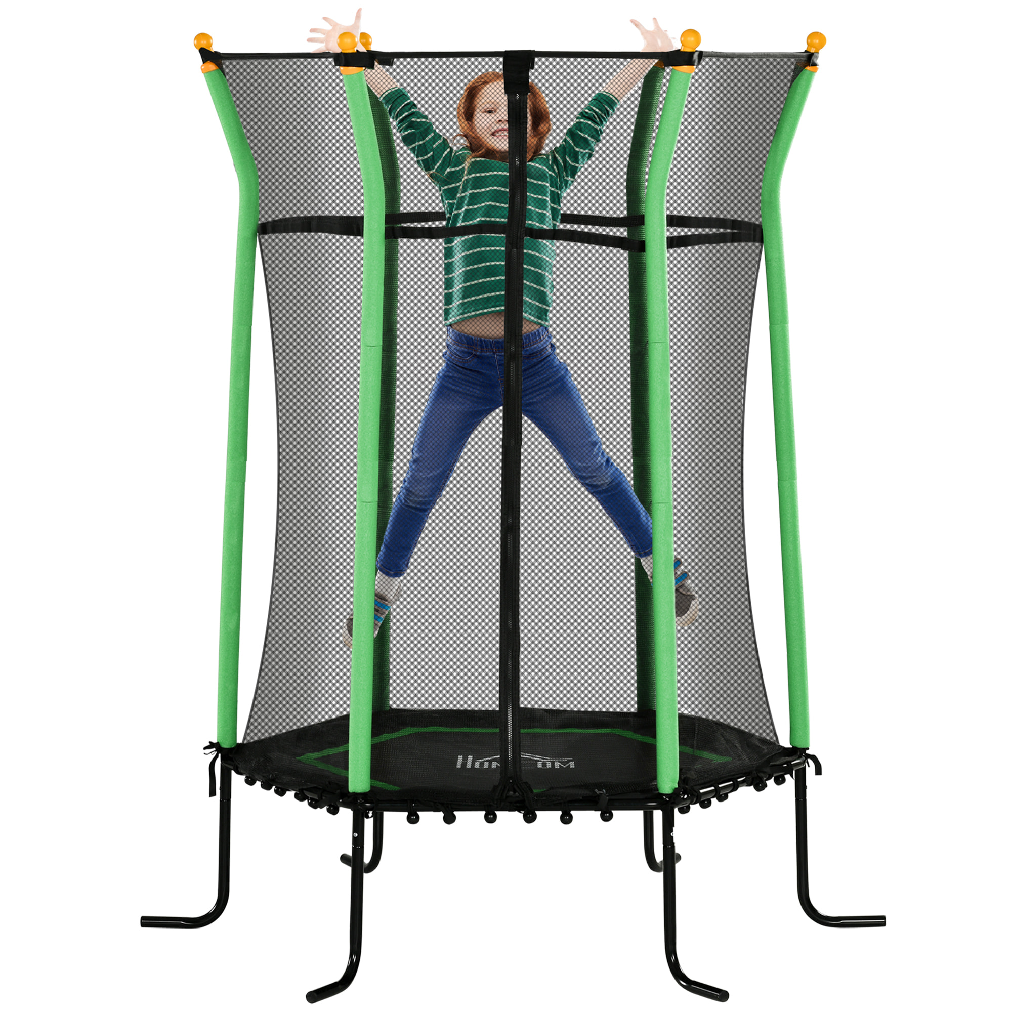 Cama Elástica Infantil de Jardín Ø163,5x190 cm Trampolín para Niños de +3 Años con Red de Seguridad y Marco de Acero para Interior Exterior Carga 50 kg