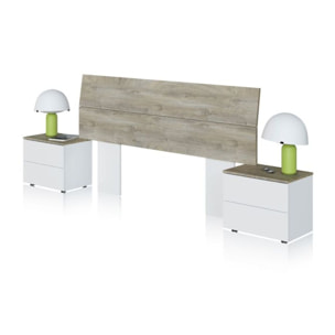 Cabecero con mesitas Brike Blanco Artik (Blanco Mate) – Roble Alaska