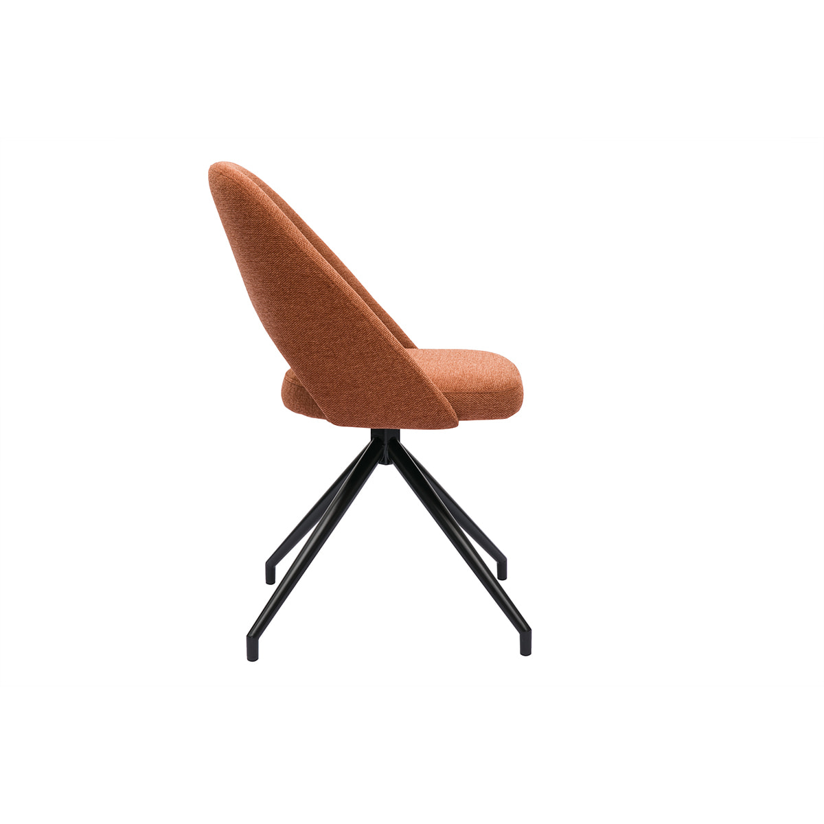 Chaise pivotante 360° en tissu effet velours texturé terre brûlée et métal noir COSETTE