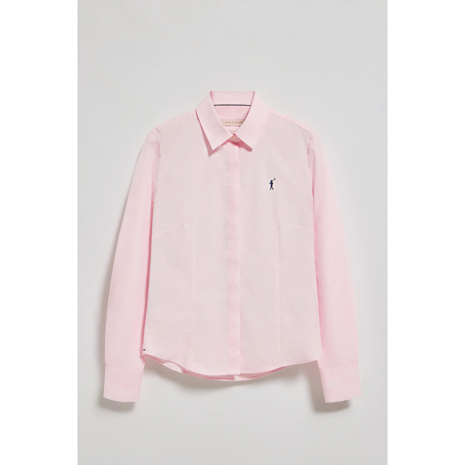 Camisa slim de popelín rosa con logo bordado Rigby Go