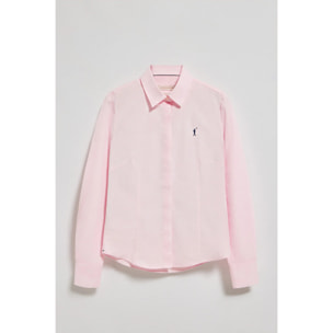 Camisa slim de popelín rosa con logo bordado Rigby Go