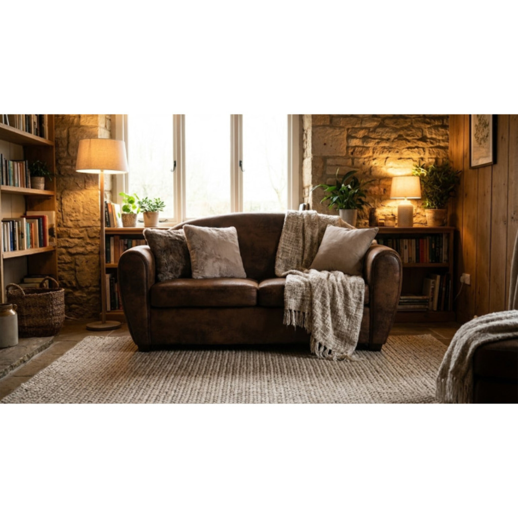 Canapé 3 places vintage effet simili vieilli marron - CLUB