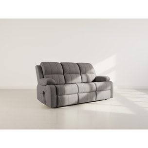 Armand - Canapé 3 places relax électrique en velours côtelé - Gris