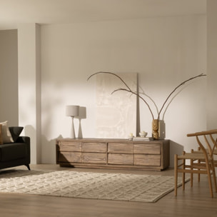 Meuble tv Piave -bois massif d'araucaria-couleur nogal 200 x 51 x 45 cm