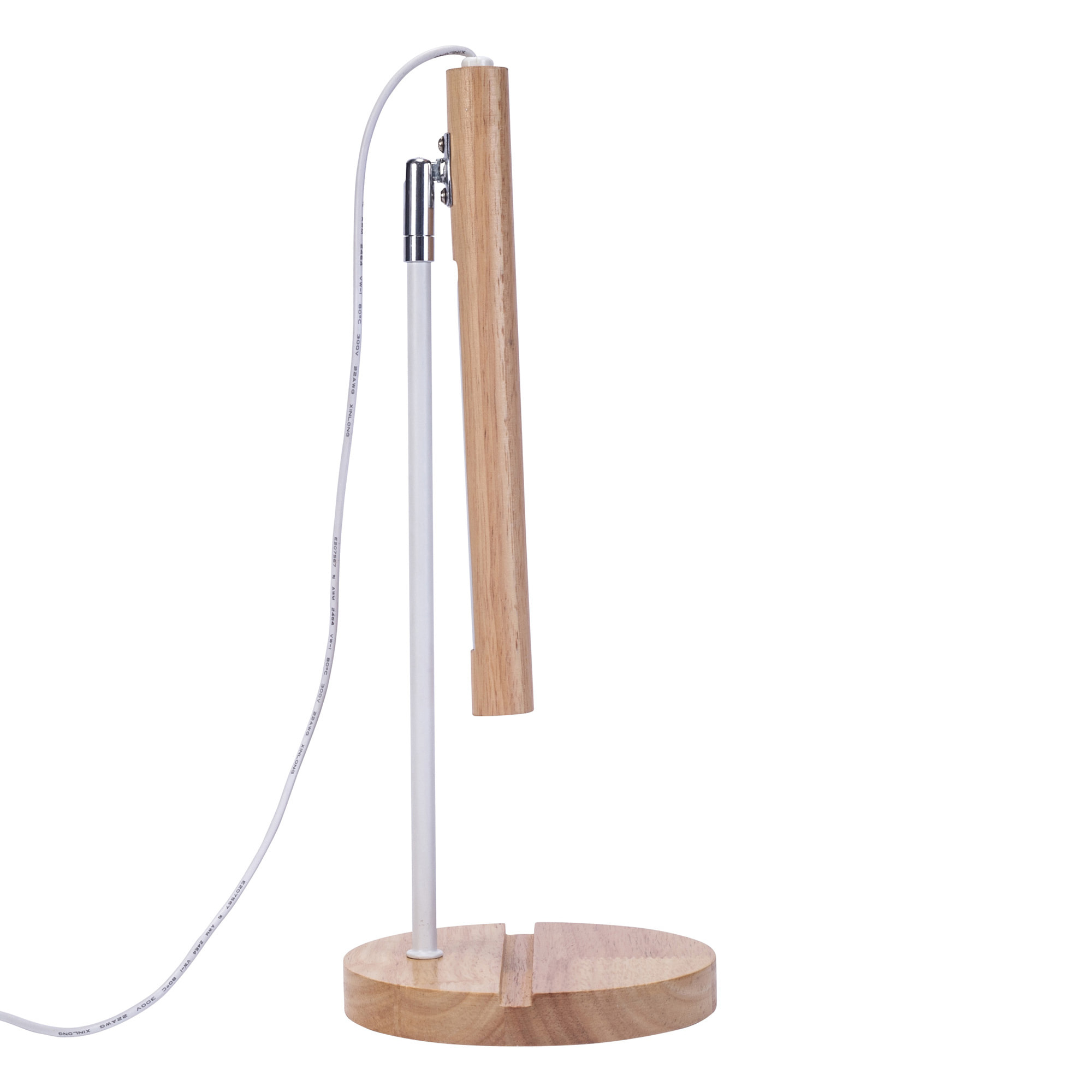 Forlight Arlo Lámpara de Escritorio LED de Madera Natural. Flexo de Escritorio de Acero Blanco y Madera con Luz Neutra 4000K