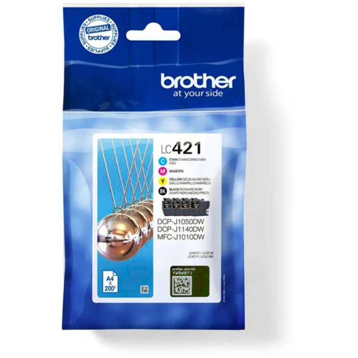 Cartouche d'encre BROTHER Pack Multipack 4 Originales LC421 (Noir + 3 Couleurs) - LC421VAL