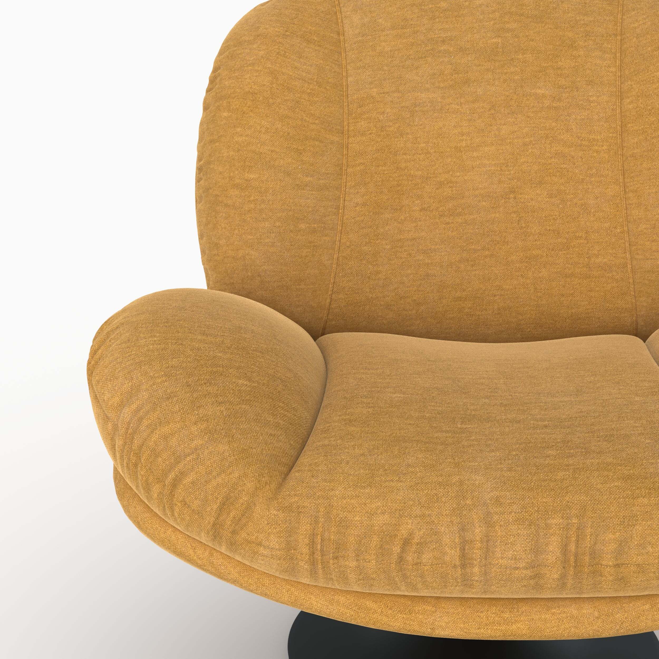 Fauteuil pivotant en tissu effet velours jaune moutarde - Ricci