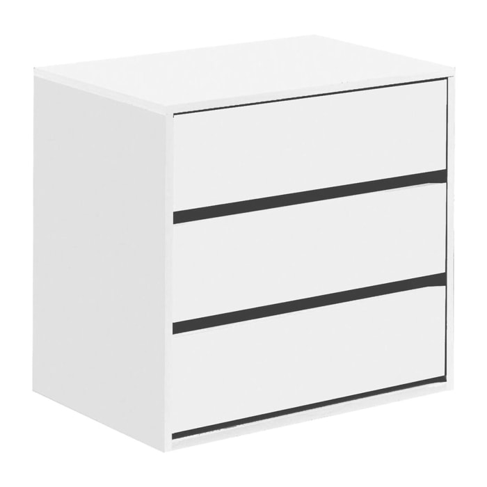 Cassettiera Antar, Settimanale a 3 cassetti, Mobile Comò basso per interno armadio, Settimanale moderno, 60x44h57 cm, Bianco