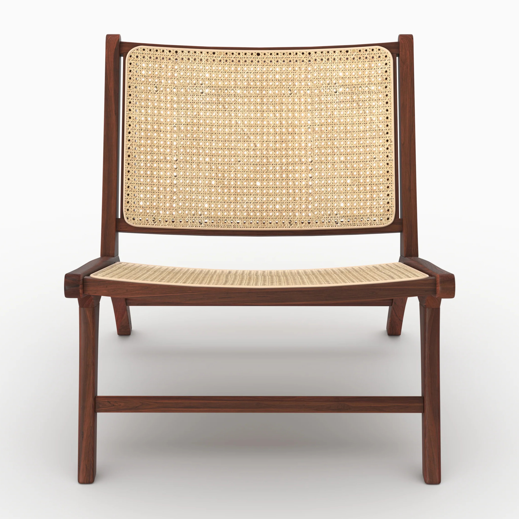 Fauteuil en bois de teck finition noyer et cannage en rotin - Kilka