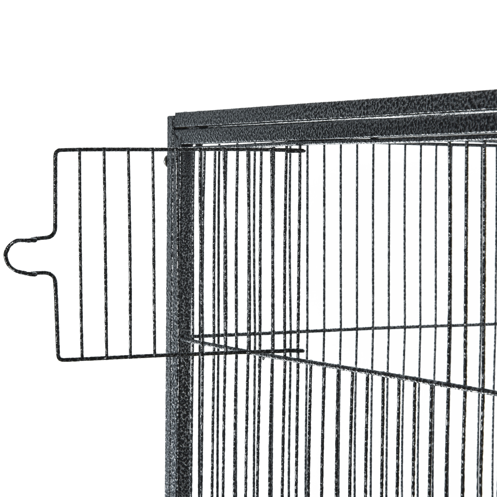 PawHut Cage à Oiseaux Portable avec 4 Mangeoires et 4 Perchoirs Pratique 81 x 48 x 163 cm Noir et Gris