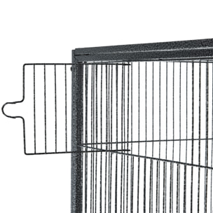 PawHut Cage à Oiseaux Portable avec 4 Mangeoires et 4 Perchoirs Pratique 81 x 48 x 163 cm Noir et Gris