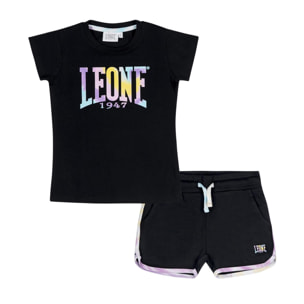 Set da bambina con t-shirt e pantaloncini in cotone Leone Rainbow