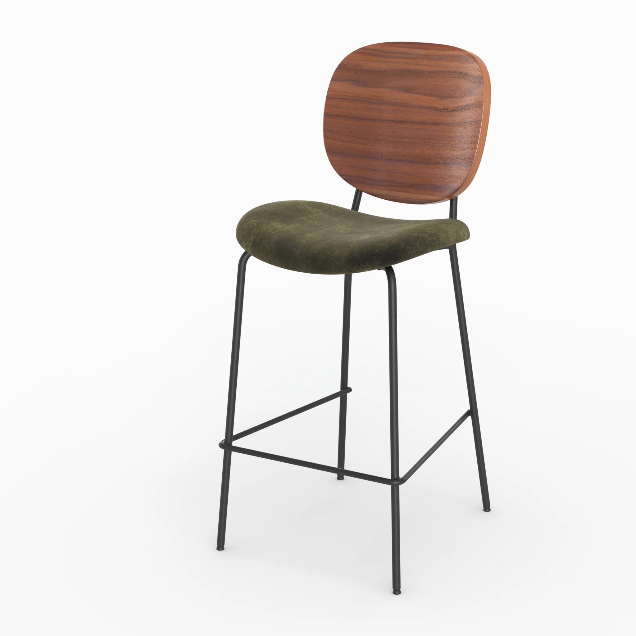 Lot de 2 chaises pour îlot central 65,5 cm en velours vert kaki - Simone