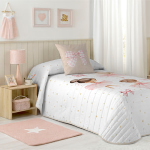 Cool Kids - Colcha Bouti Estampada - Reversible - 100% Algodón - 70 gr/m² - Ballet