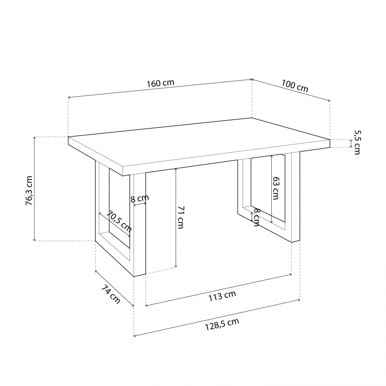 Mesa de comedor Loft 160 Roble salvaje - Blanco