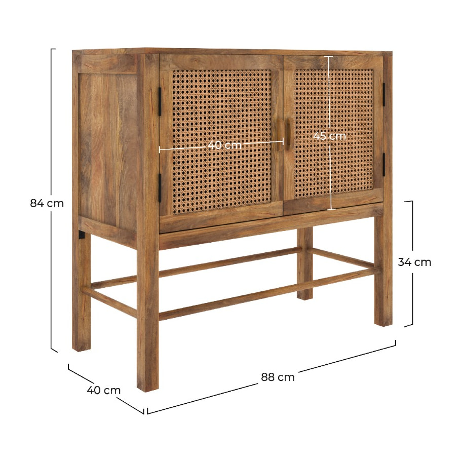 Buffet 2 portes en cannage - Tiki
