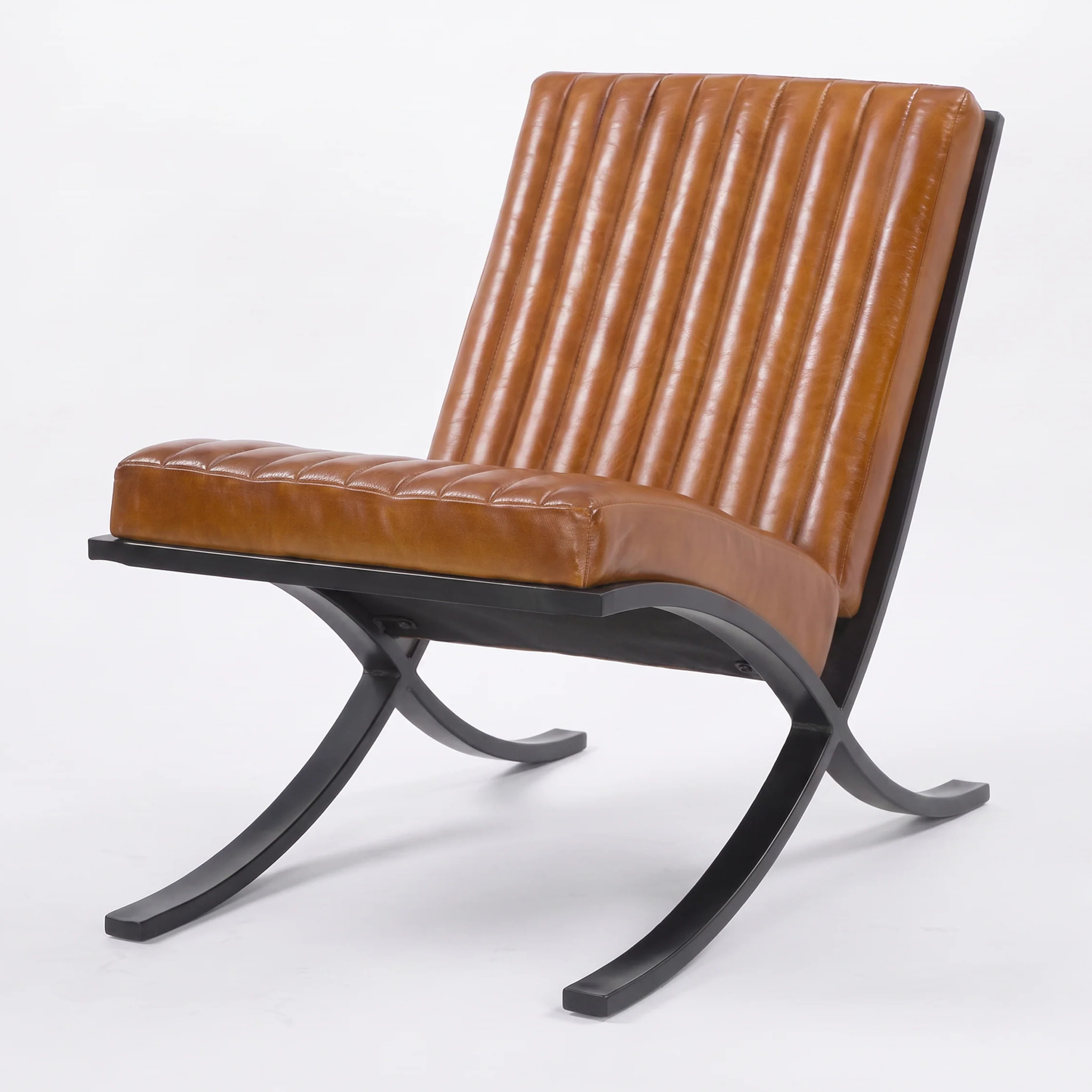 Fauteuil en cuir de buffle marron - Gustave
