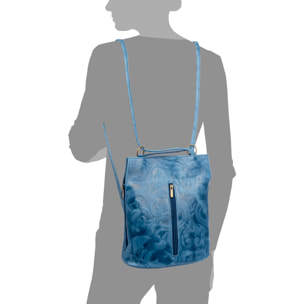 Archi borsa a spalla donna. Pelle autentica finitura scamosciata incisa fiori.