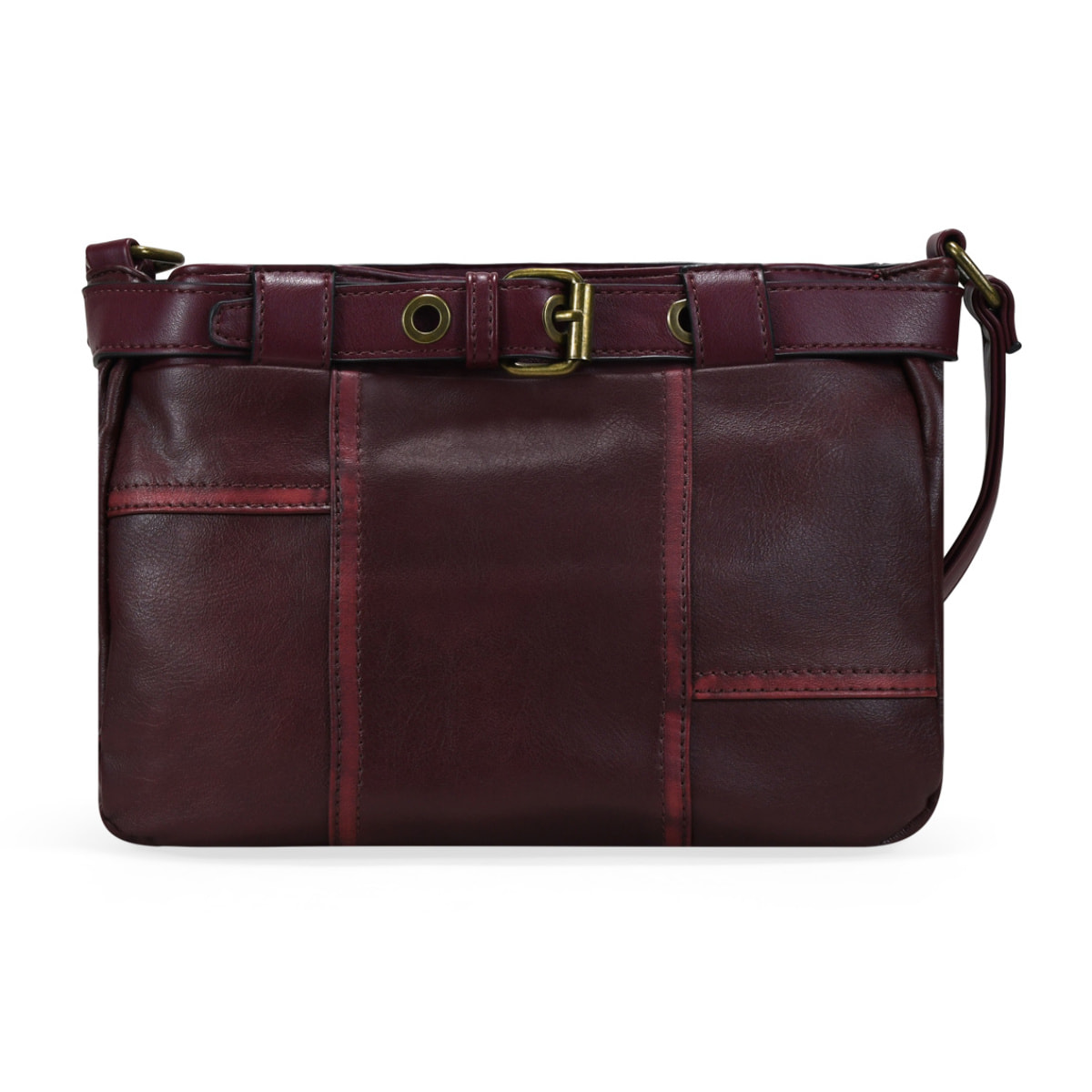 Bolso bandolera burdeos vintage con cinturón