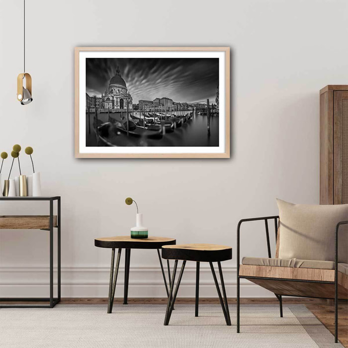 Affiche ville Les canaux de Venise Affiche + cadre en bois - Chêne