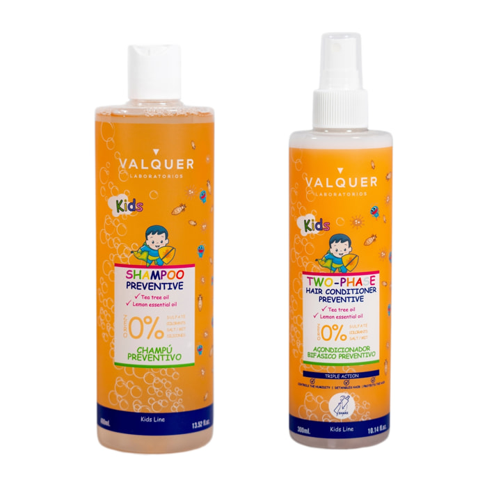 Valquer Pack champú y acondicionador bifásico preventivo infantil - 400 ml + 300 ml