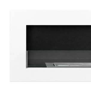 Siena 120 - Camino a Bioetanolo da Parete 120x41x15 cm con Bruciatore 1,25lt in Acciaio Bianco