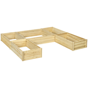 Lot de 5 jardinières - ensemble de 5 carrés potagers - forme personnalisable - bois de sapin pré-huilé