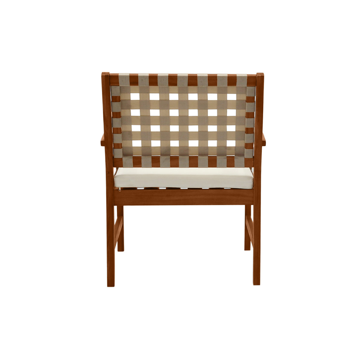 Fauteuils de jardin en bois massif avec coussin blanc et sangles beiges (lot de 2) SANTANA