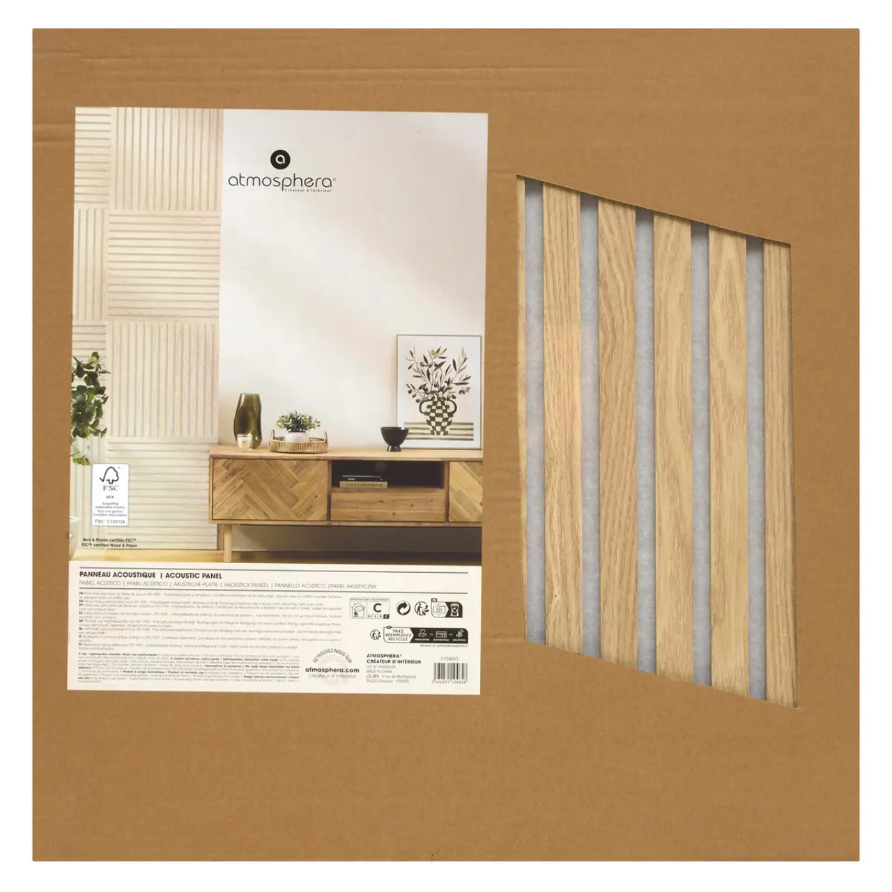 Panneau décoratif mural Colva beige fond gris 60x60cm