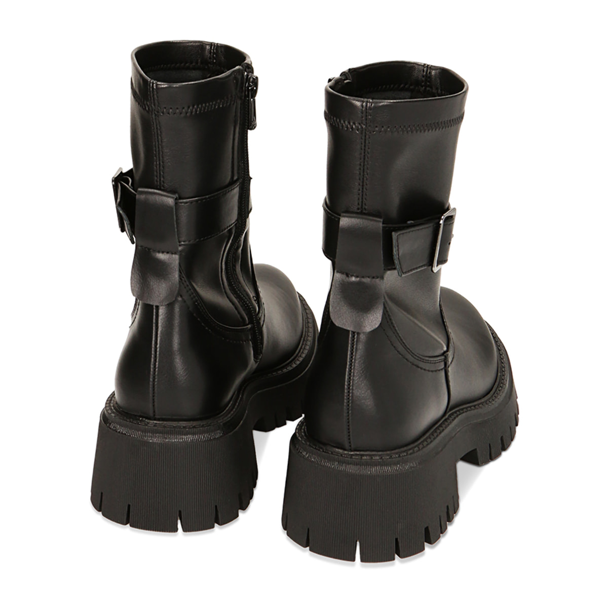 Botines de ciclista negros suaves, tacón de 5,5 cm