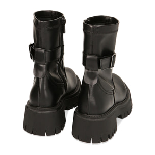 Botines de ciclista negros suaves, tacón de 5,5 cm