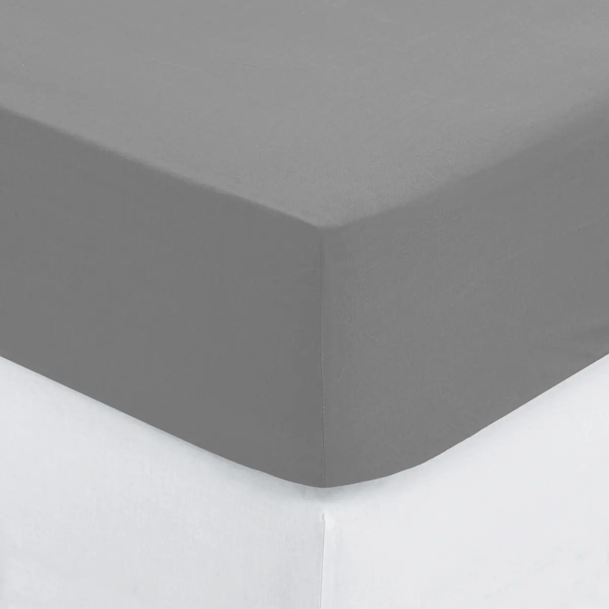 Drap-housse en coton - gris - bonnet H30cm - 90x190 cm