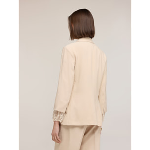 Motivi - Blazer monopetto in tencel con pizzo - Beige