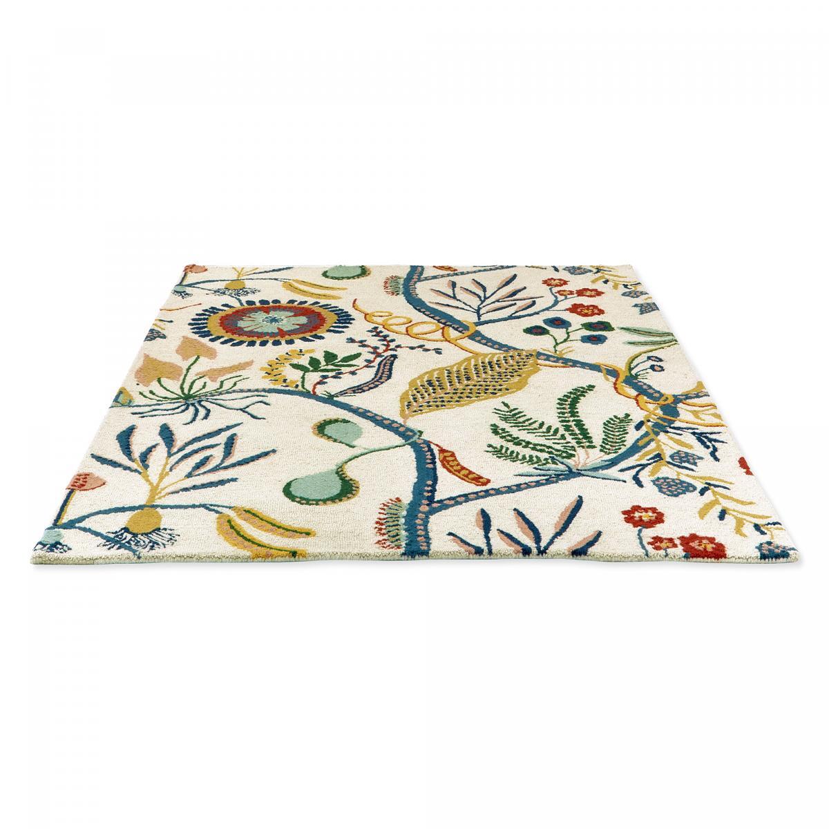 Tapis salon et chambre fait à la main en laine motif floral CHICDOUY