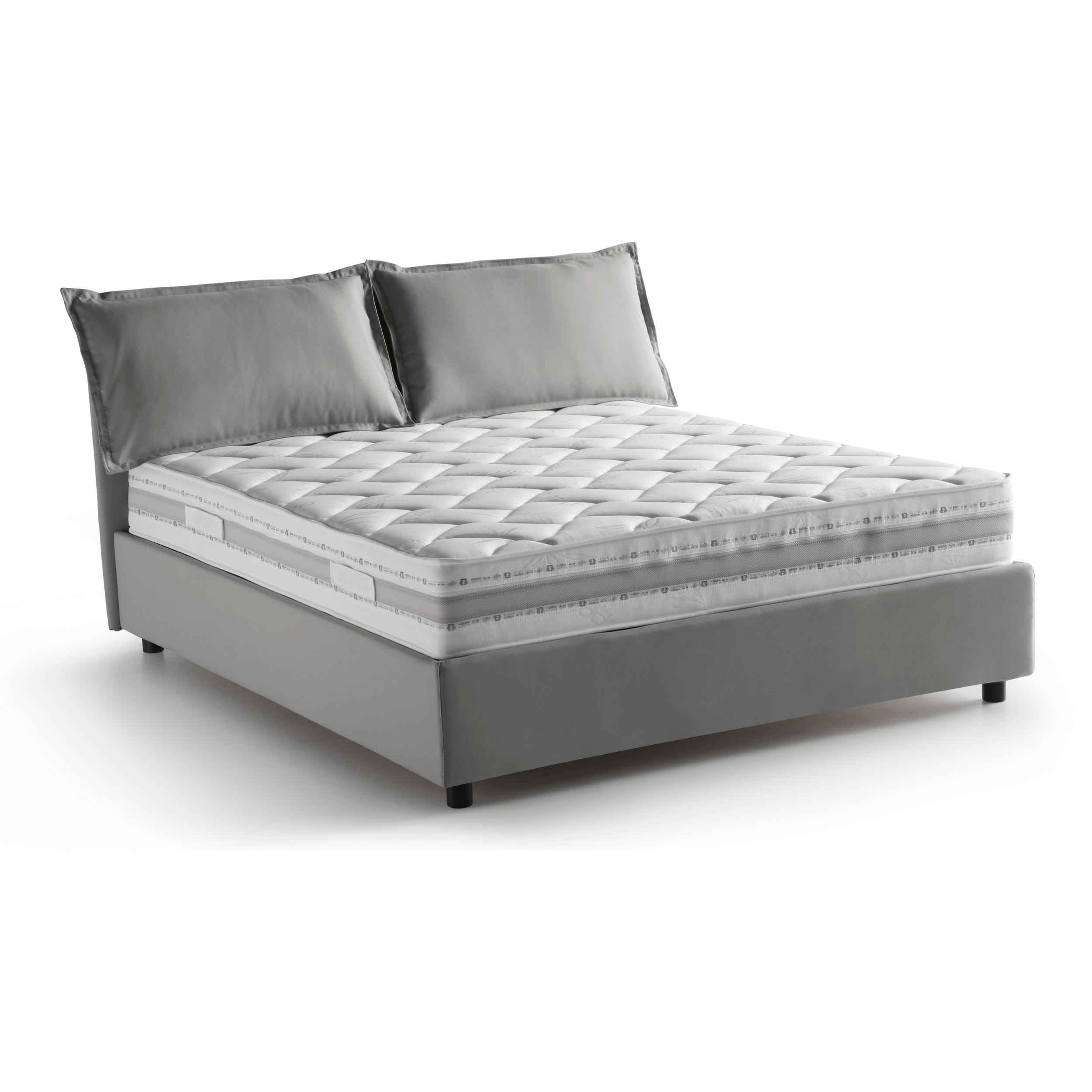 Letto piazza e mezza Claudia, Letto contenitore con rivestimento in tessuto, 100% Made in Italy, Apertura frontale, adatto per materasso Cm 120x200, Grigio