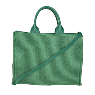Borsa a mano da donna - Modello False - Misto pelle e tessuto - 31.0 x 41.5 x 15.5 cm