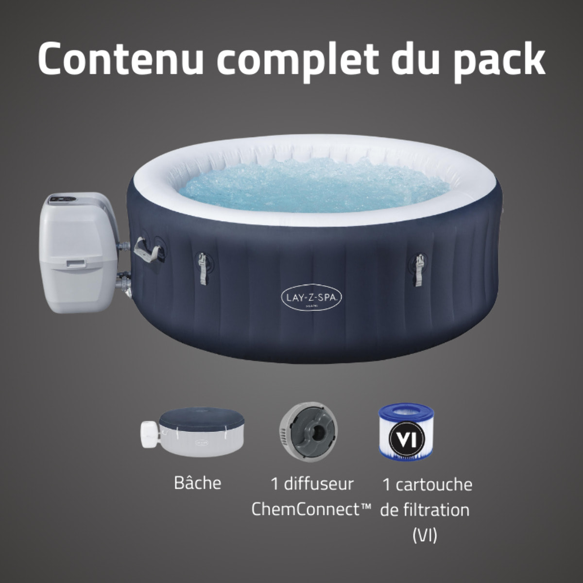 Bestway Spa gonflable rond Lay-Z-Spa Miami AirJet EnergySense 2-4 personnes