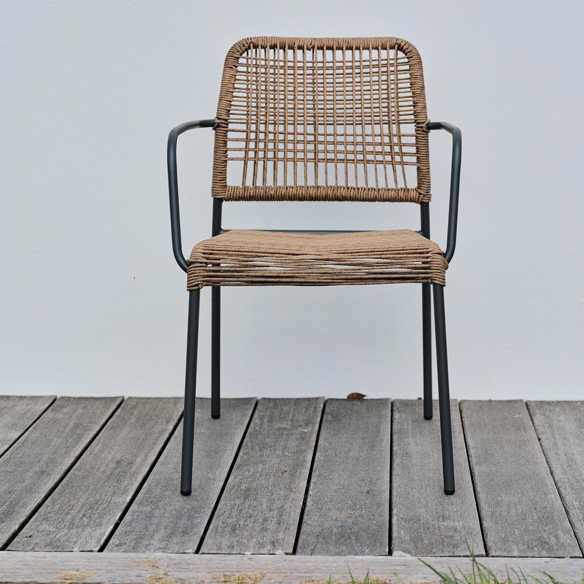 MARCEAU - Fauteuil de jardin empilable en corde et acier