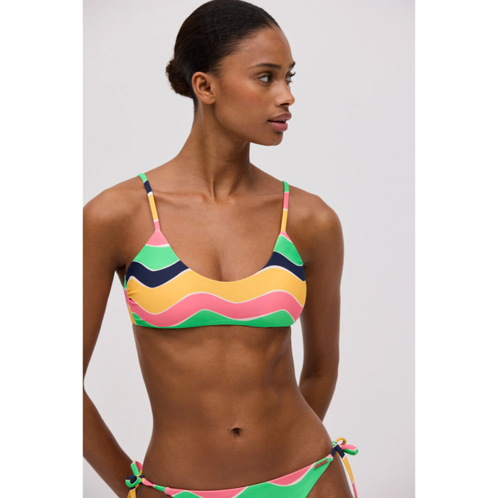 Top bikini colorato con bottoni