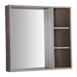 Armoire de toilette miroir 80 cm chêne gris Aquanoma