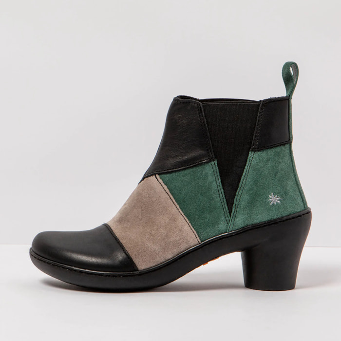 Botines con tacón 1453 MULTI LEATHER BLACK-ALPINE/ ALFAMA color Alpine-black