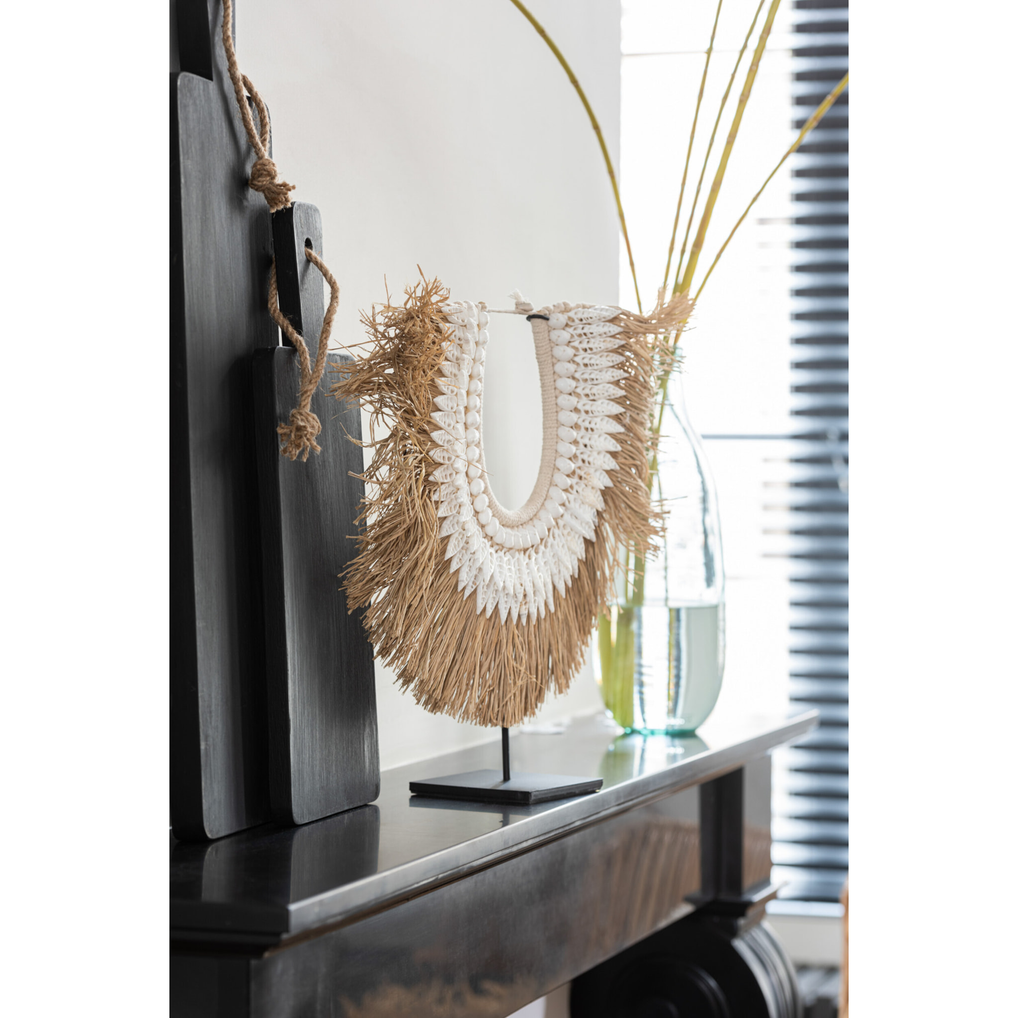 J-Line décoration Collier + Pied Dora - coquillages/zoster - blanc - large