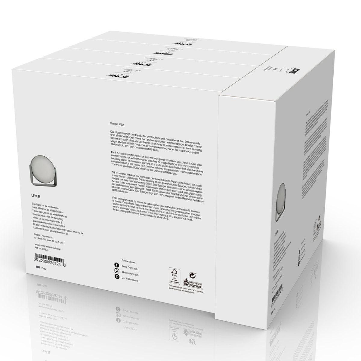 Miroir de table avec grossissement 5 x Ume Gris clair