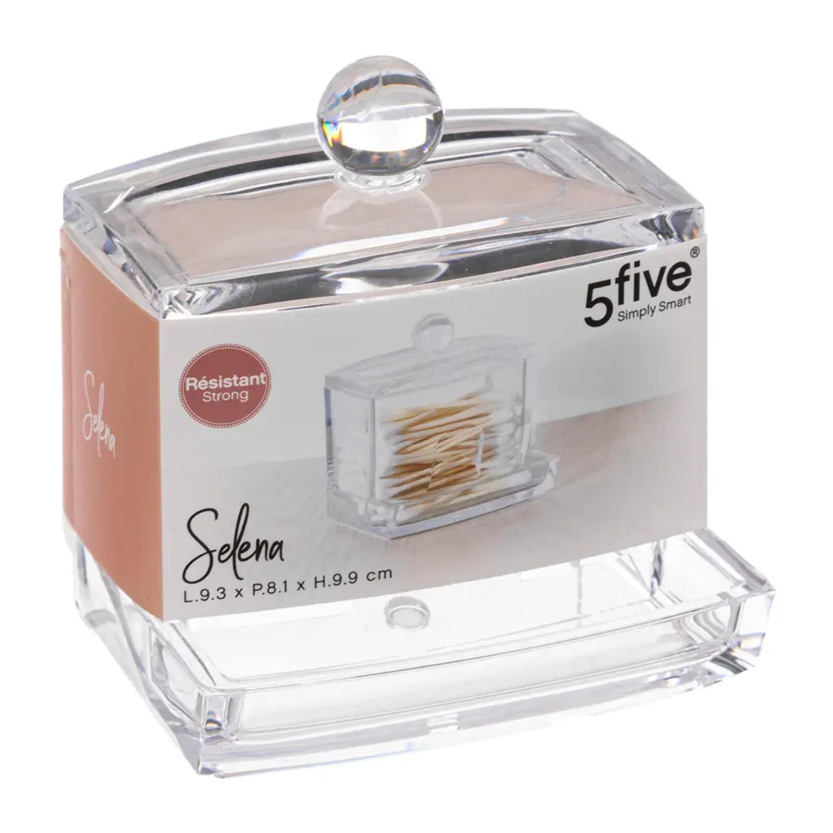 Distributeur à cotons-tiges "Selena" transparent