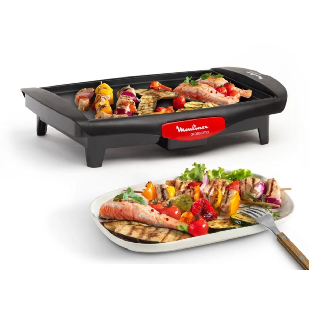 Plancha électrique MOULINEX CB560811 noir à poser, 35x25.5 cm